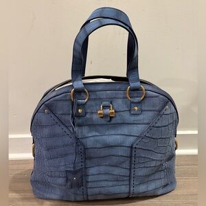 Yves Saint Laurent Embossed Croc XL Muse Bag